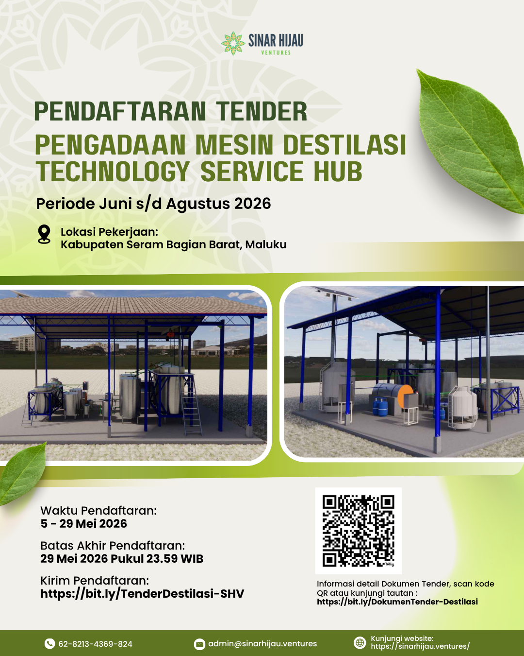 Flyer Pembukaan Tender Mesin Destilasi Sinar Hijau Ventures
